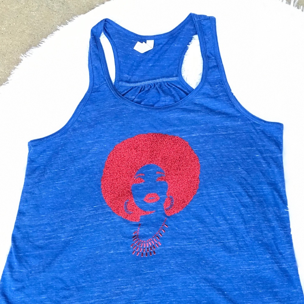 New ladies Royal Blue Racerback Tee